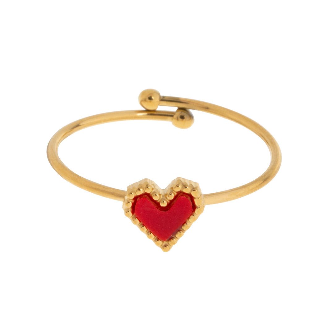 Conjunto de regalo de collar y pendientes con anillo de corazón rojo