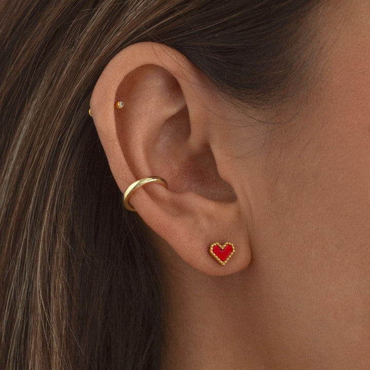 Conjunto de regalo de collar y pendientes con anillo de corazón rojo