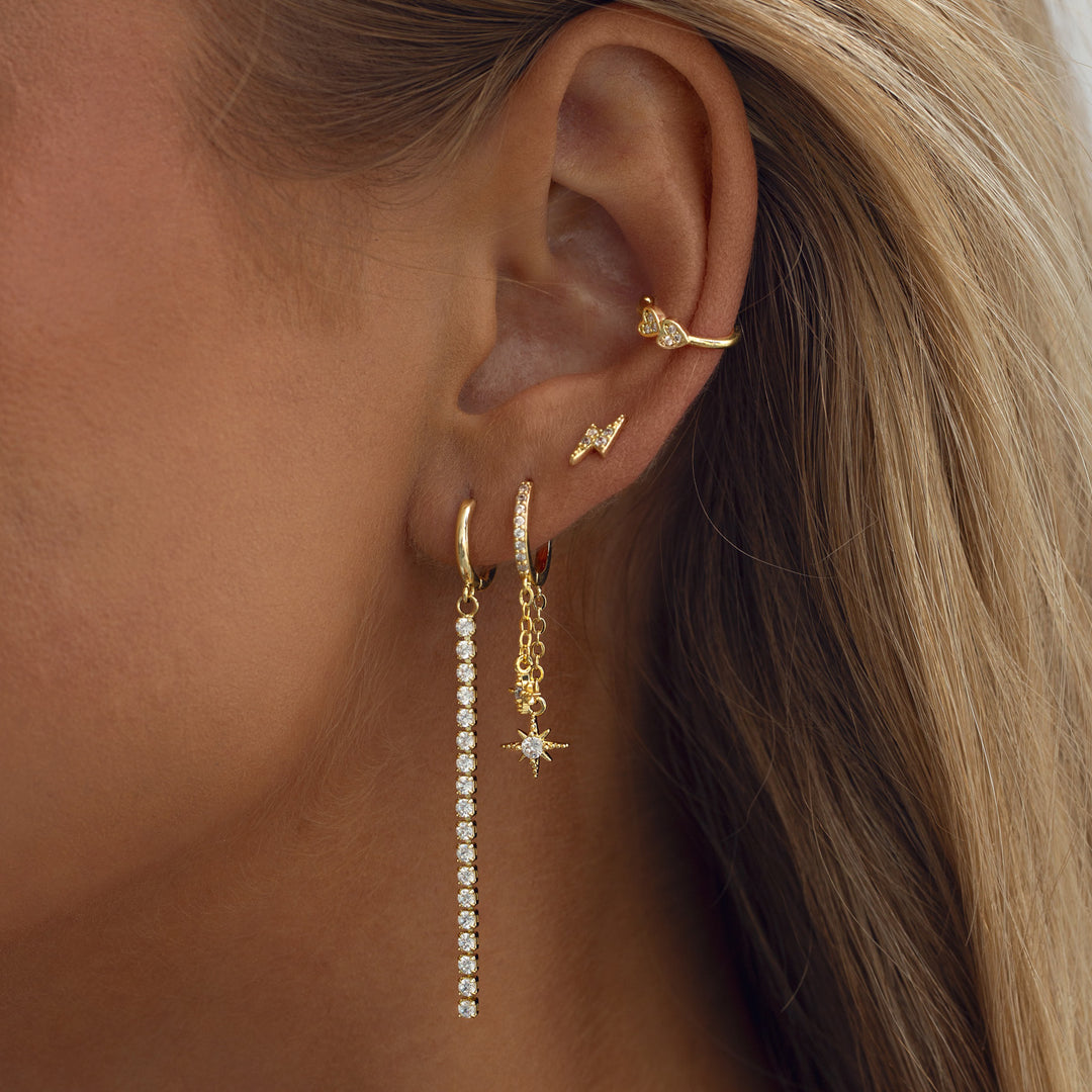 Gigi - Dos Corazones de Cristal Ear Cuff