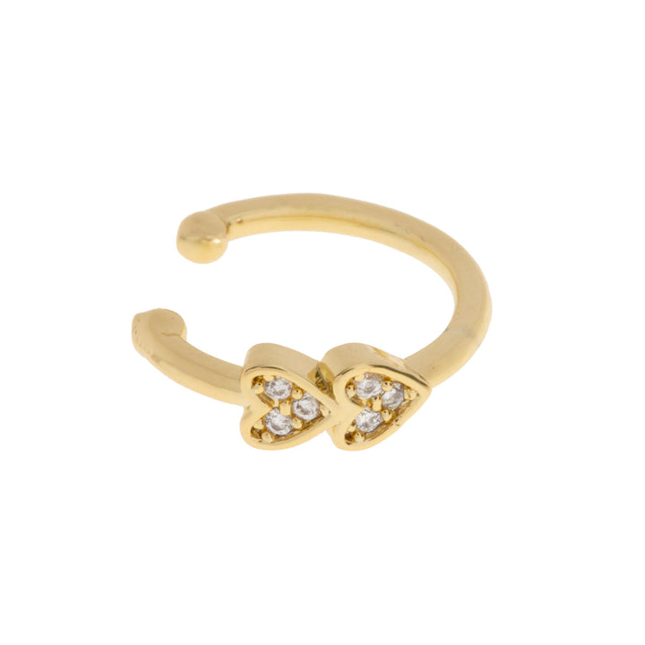 Gigi - Dos Corazones de Cristal Ear Cuff