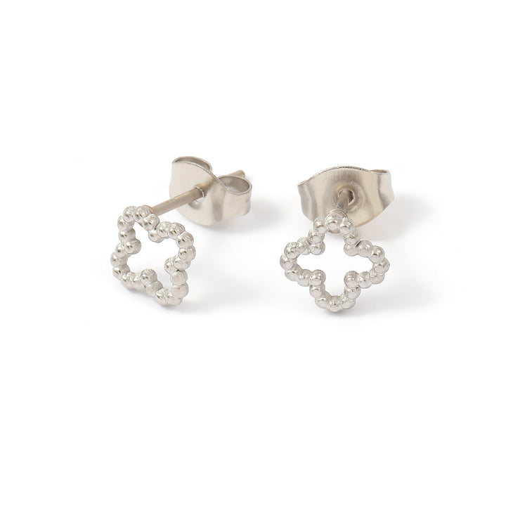 Irma - Pendientes de Stud Clover de Acero Inoxidable