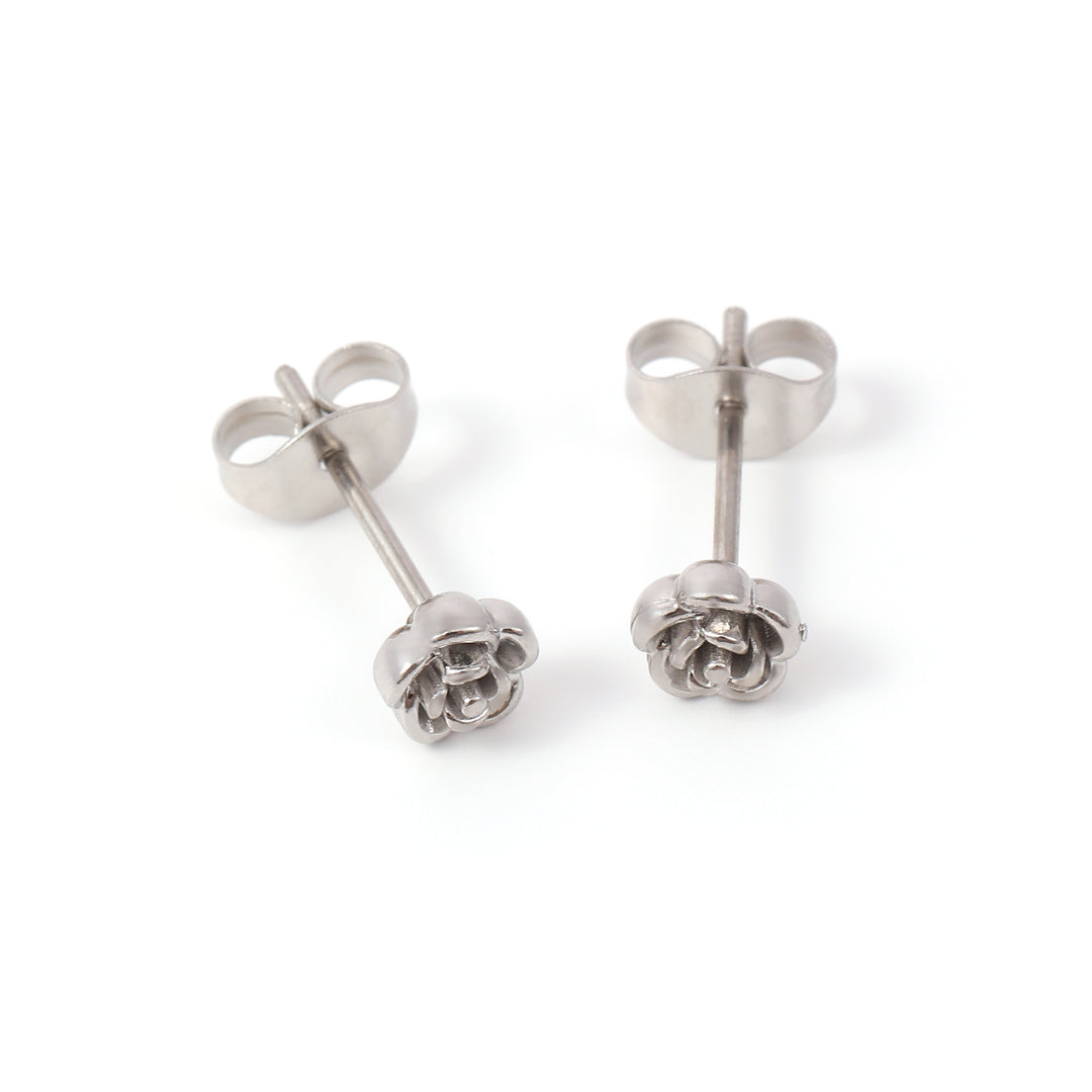 Nixie - Pendientes Mini Stud de Flor de Acero Inoxidable